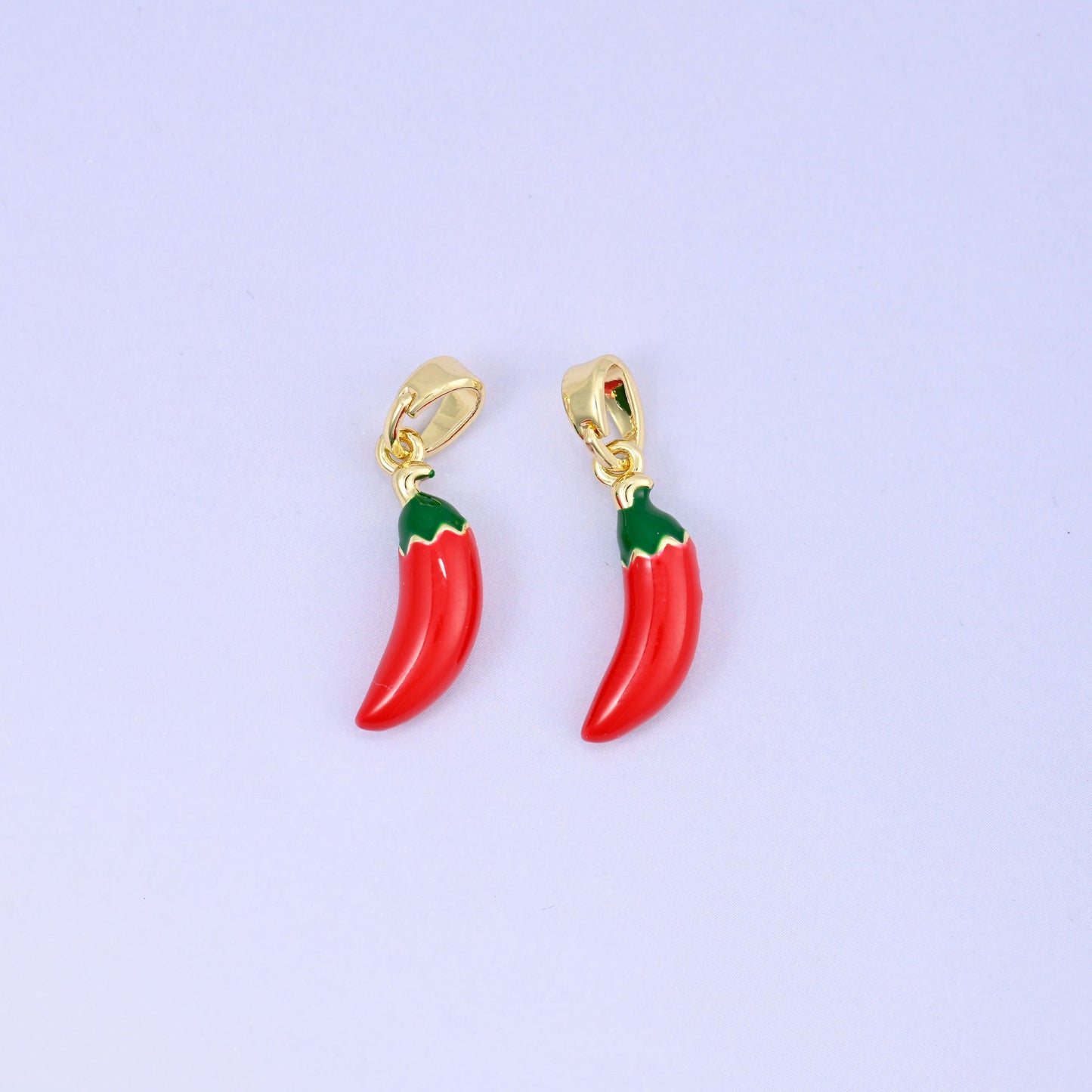 Enamel red chili pepper charm pendant with vibrant enamel detail