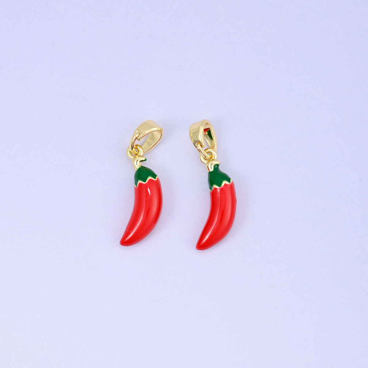 Enamel red chili pepper charm pendant with vibrant enamel detail