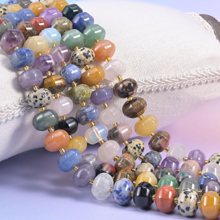 Assorted Gemstone Pumpkin Rondelle Beads 12x8mm
