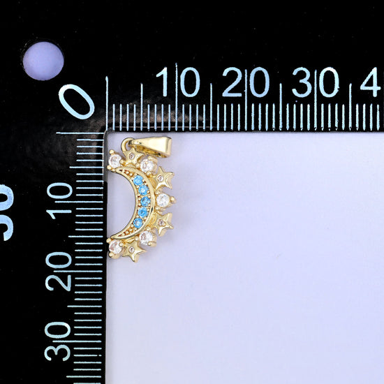 Sun Moon Friendship Zircon Pendants, 18K gold plated charms for jewelry making