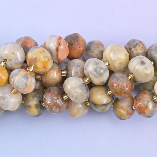 Smooth pumpkin cut crazy agate beads