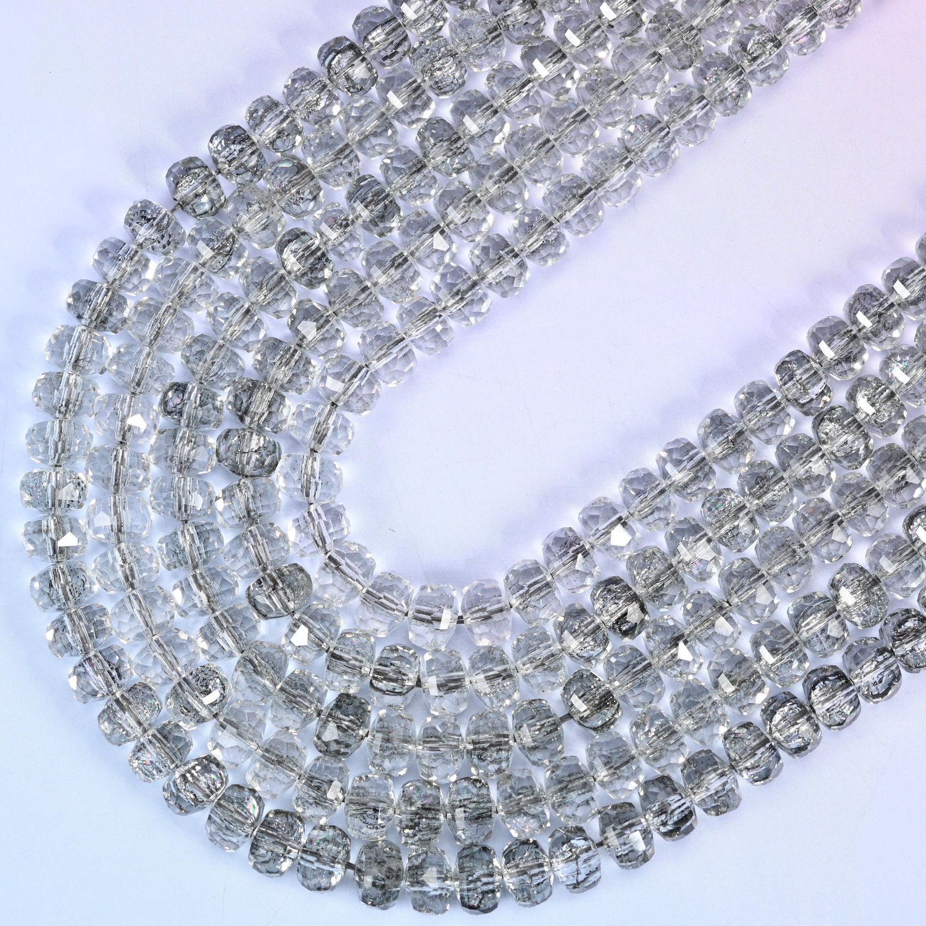 Transparent Black Faceted Rondelle Glass Beads, 15 inch strand