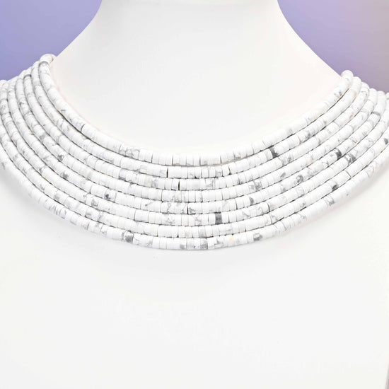 White howlite beads, heishi disc, 2x4mm