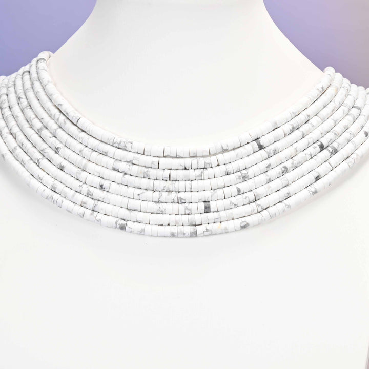 White howlite beads, heishi disc, 2x4mm