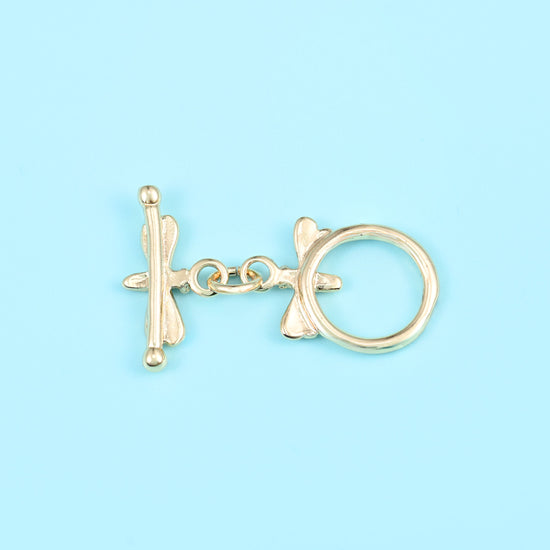 18K Gold Filled Dragonfly Toggle Lock Clasps for DIY Jewelry Making Supply