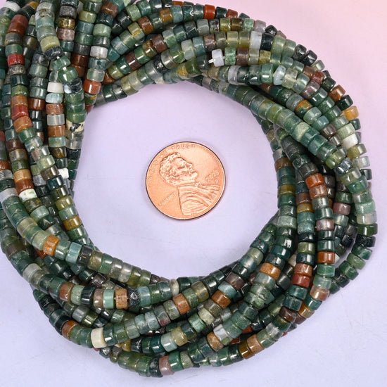 Indian Agate Smooth Heishi Disc Beads: Jewelry Making Supply, 15.5 Inch Strand