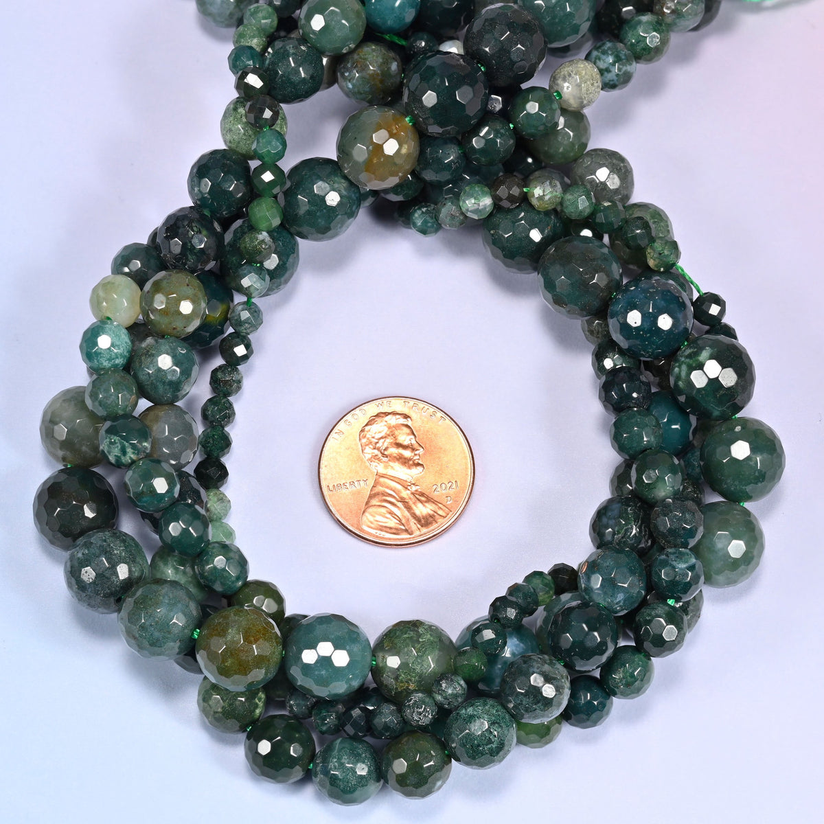 Moss Agate Faceted Round Beads 4mm 6mm 8mm 10mm Jewelry Making 15 Inch Strand