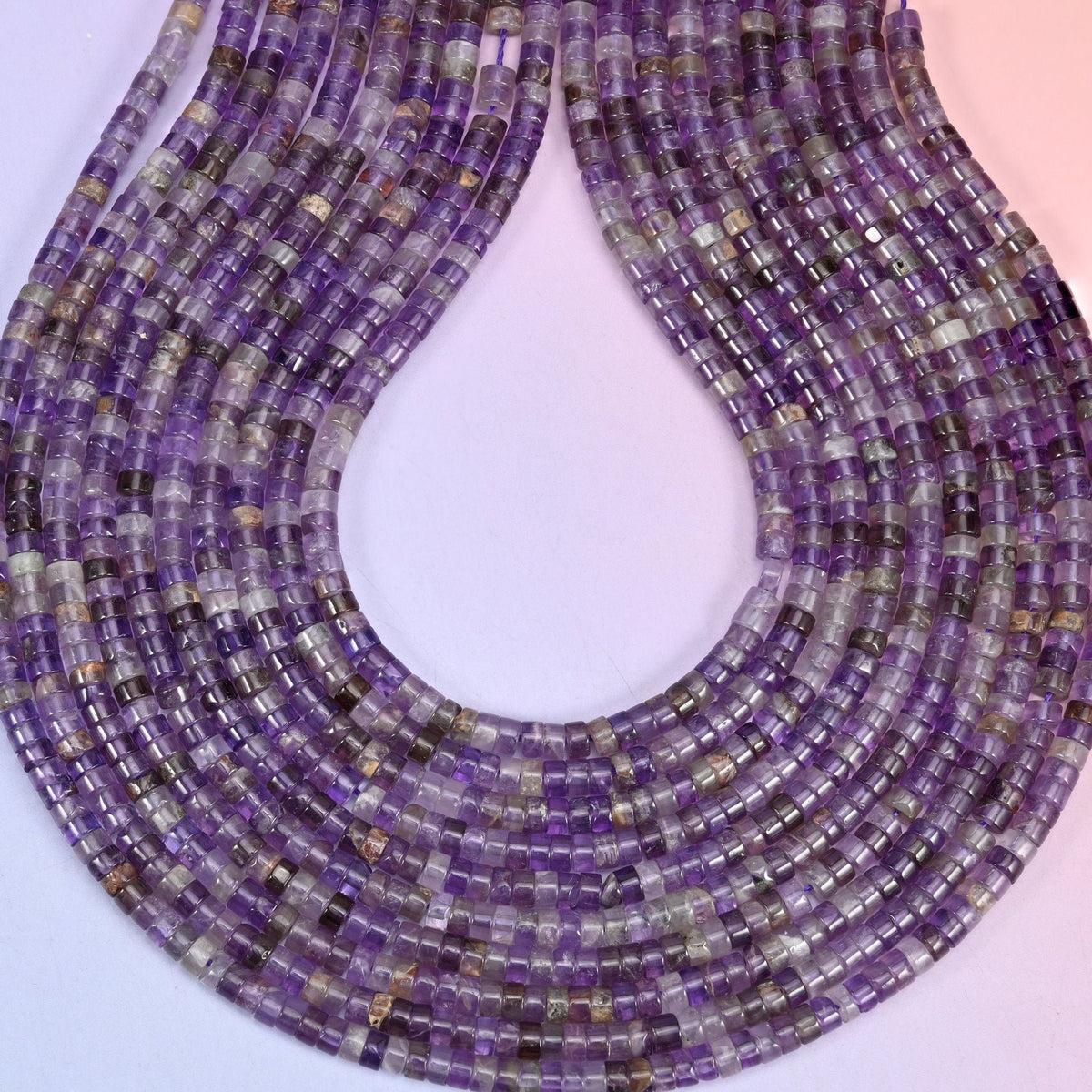 Amethyst Heishi Disc Beads 2x4mm, hole 1.0mm (+/- 0.2mm)