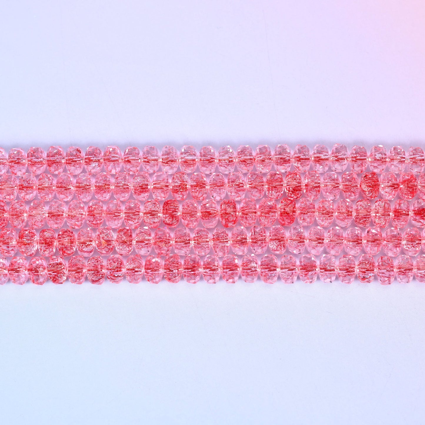 Transparent Red Faceted Rondelle Glass Beads: Size 5x8mm, Jewelry Making Supply