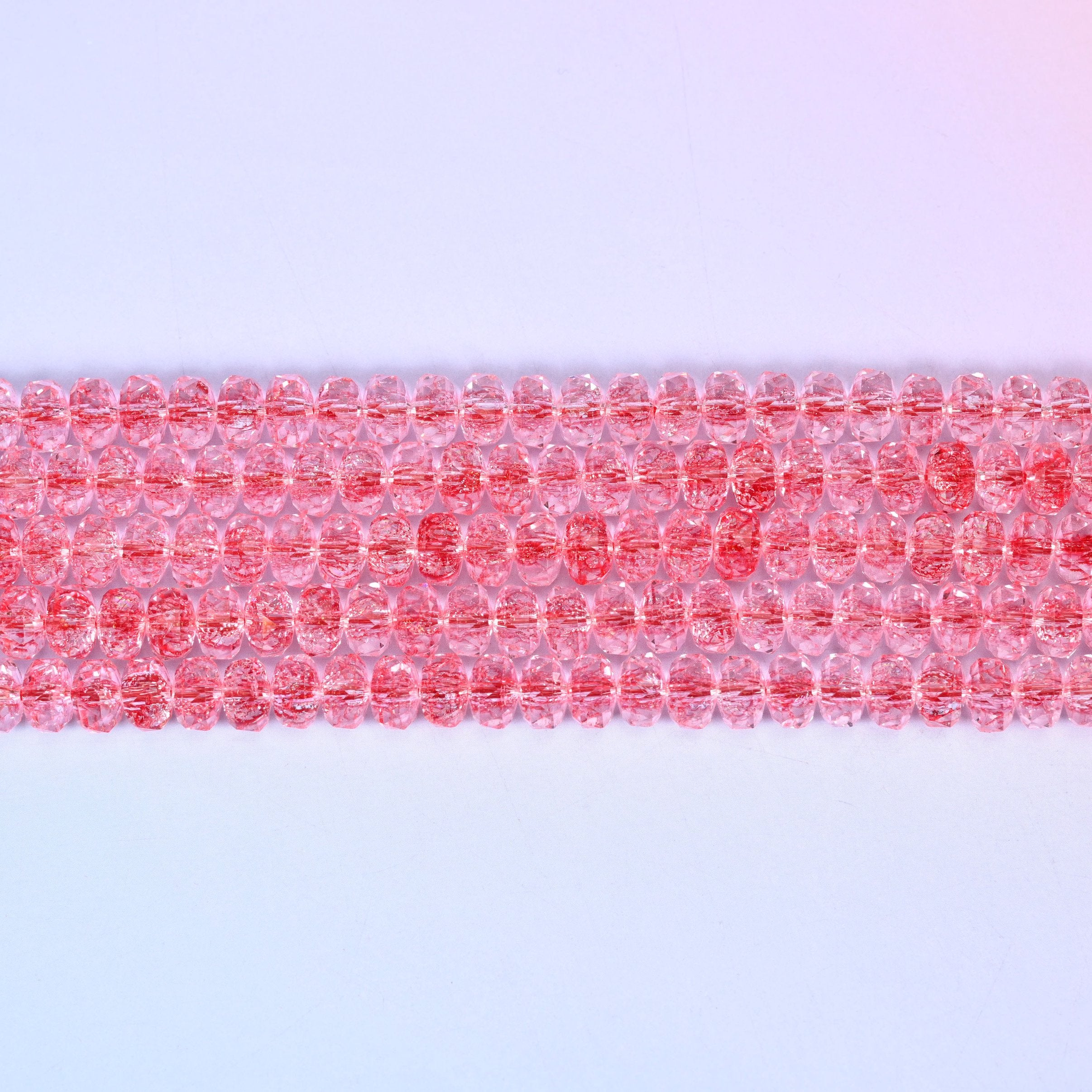 Transparent Red Faceted Rondelle Glass Beads: Size 5x8mm, Jewelry Making Supply