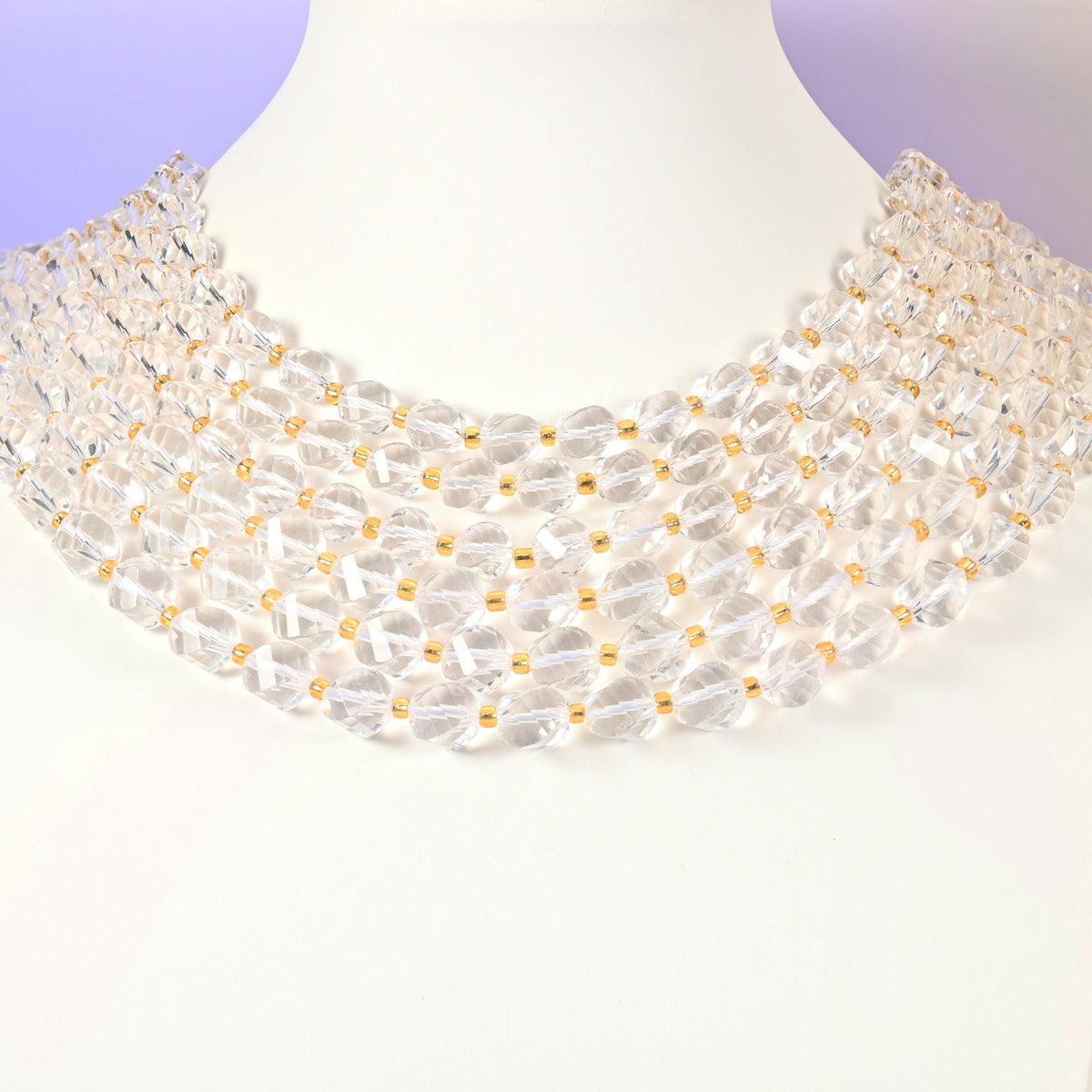Clear Quartz beads, faceted spiral twist, 8mm and 10mm