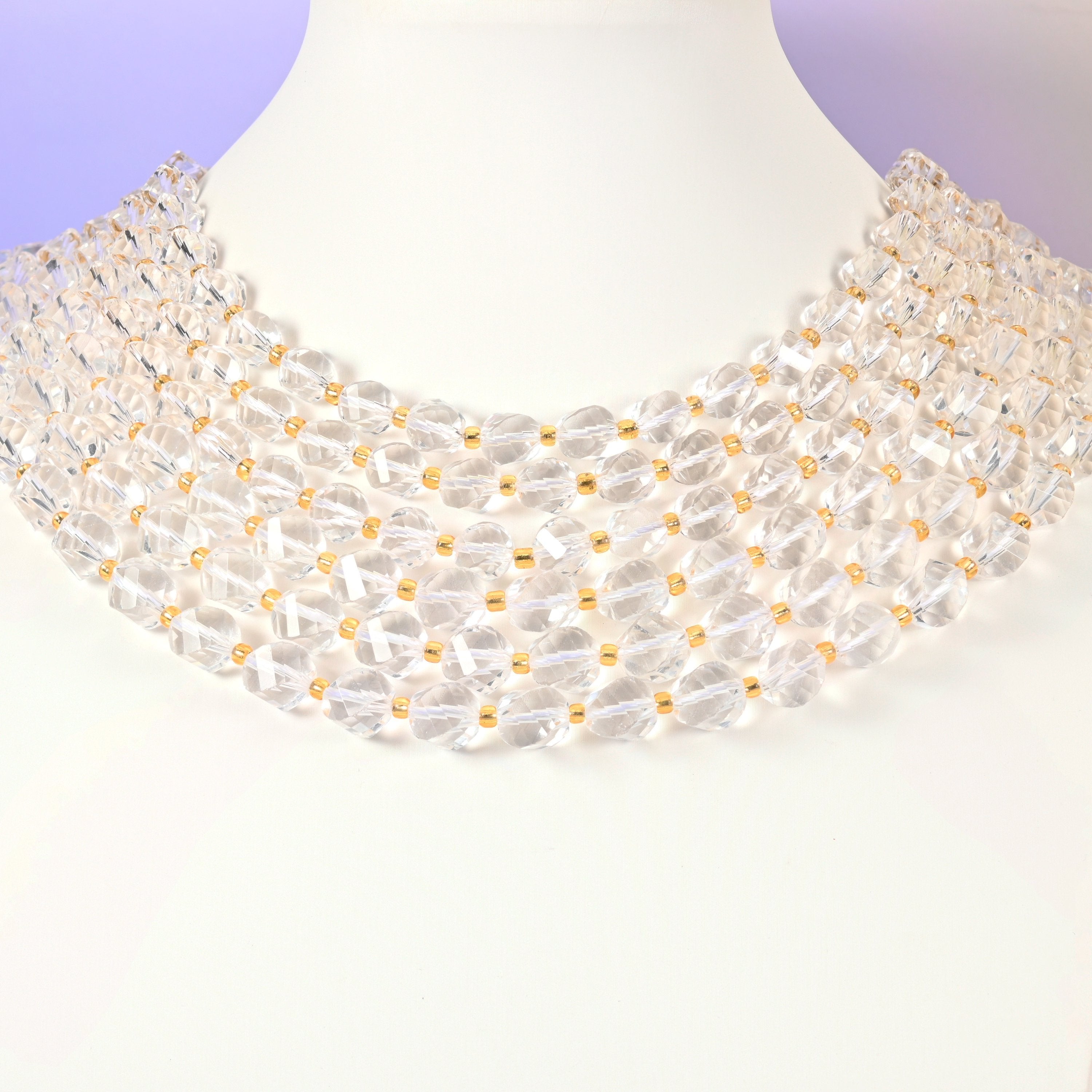 Clear Quartz beads, faceted spiral twist, 8mm and 10mm