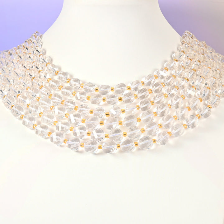 Clear Quartz beads, faceted spiral twist, 8mm and 10mm