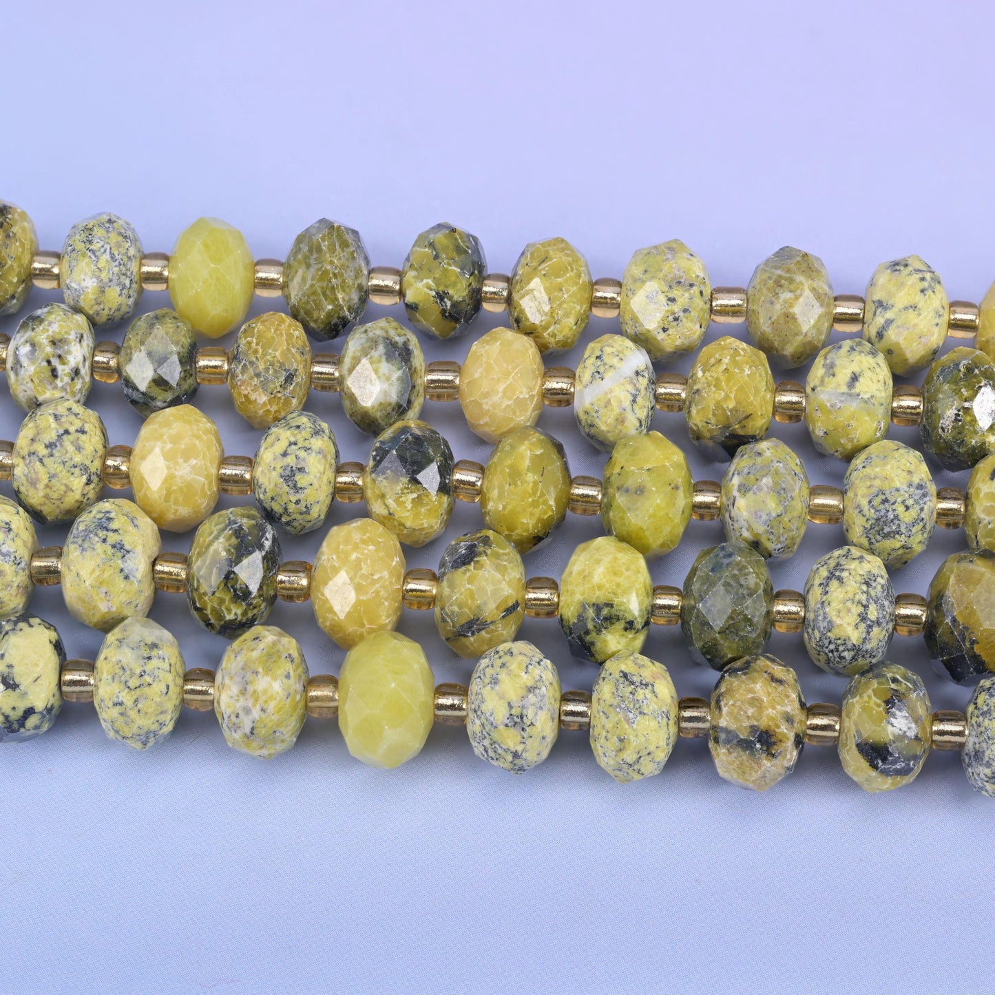 Yellow Howlite Faceted Rondelle Beads, 15.5 inch strand