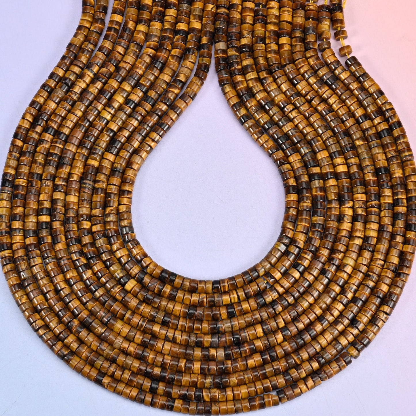 Tiger Eye Smooth Heishi Disc Beads, hole approximately 1.0mm