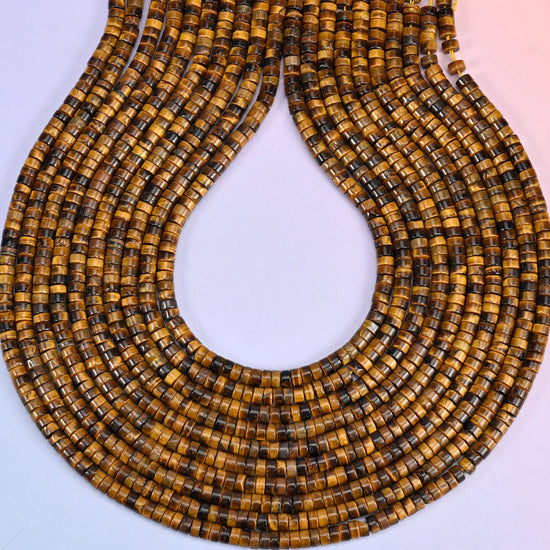 Tiger Eye Smooth Heishi Disc Beads, hole approximately 1.0mm