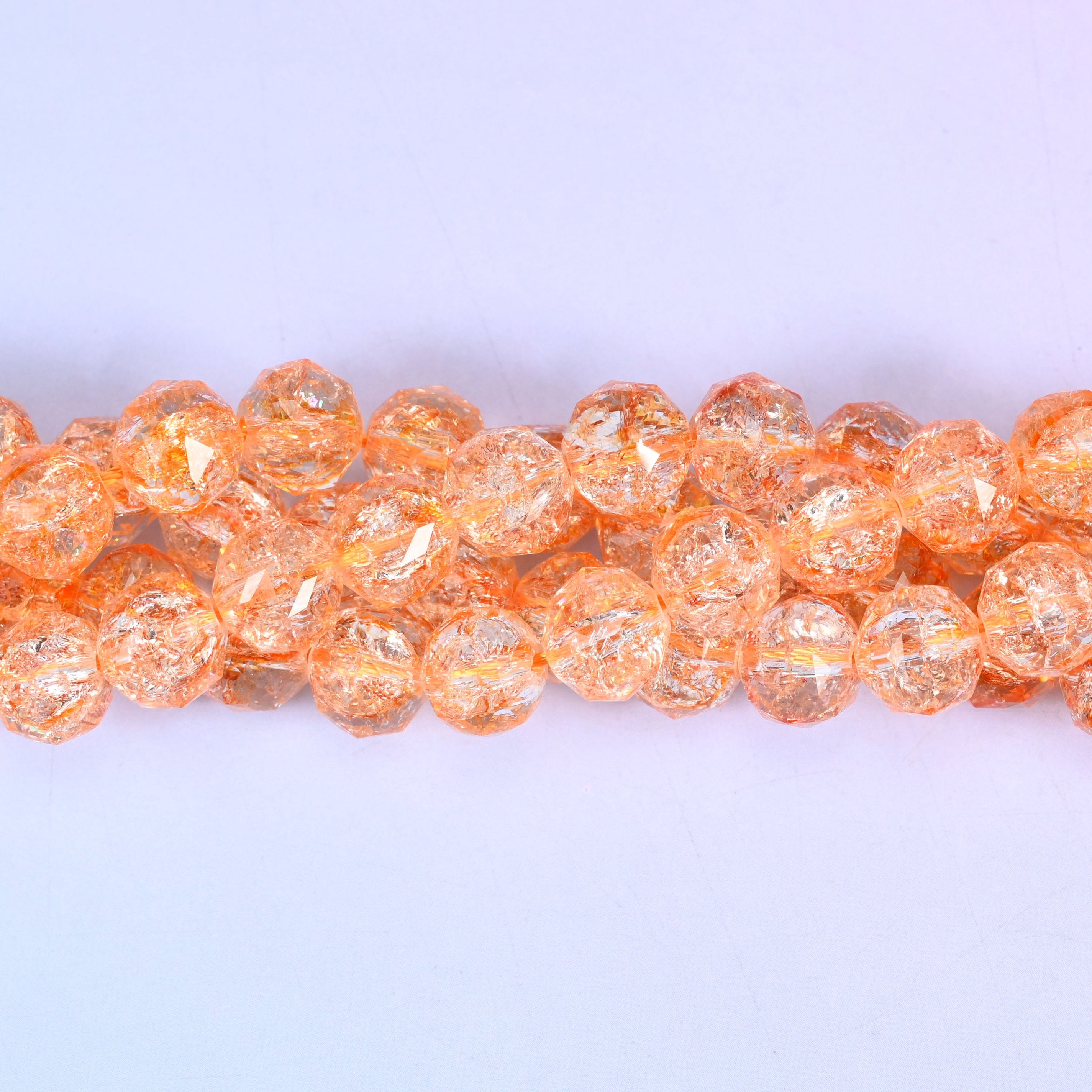 Transparent Orange Faceted Round Glass Beads: Size 10mm, Jewelry Making Supply