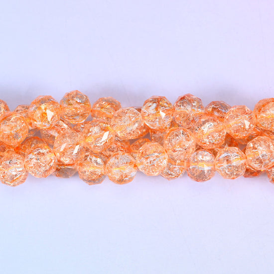 Transparent Orange Faceted Round Glass Beads: Size 10mm, Jewelry Making Supply