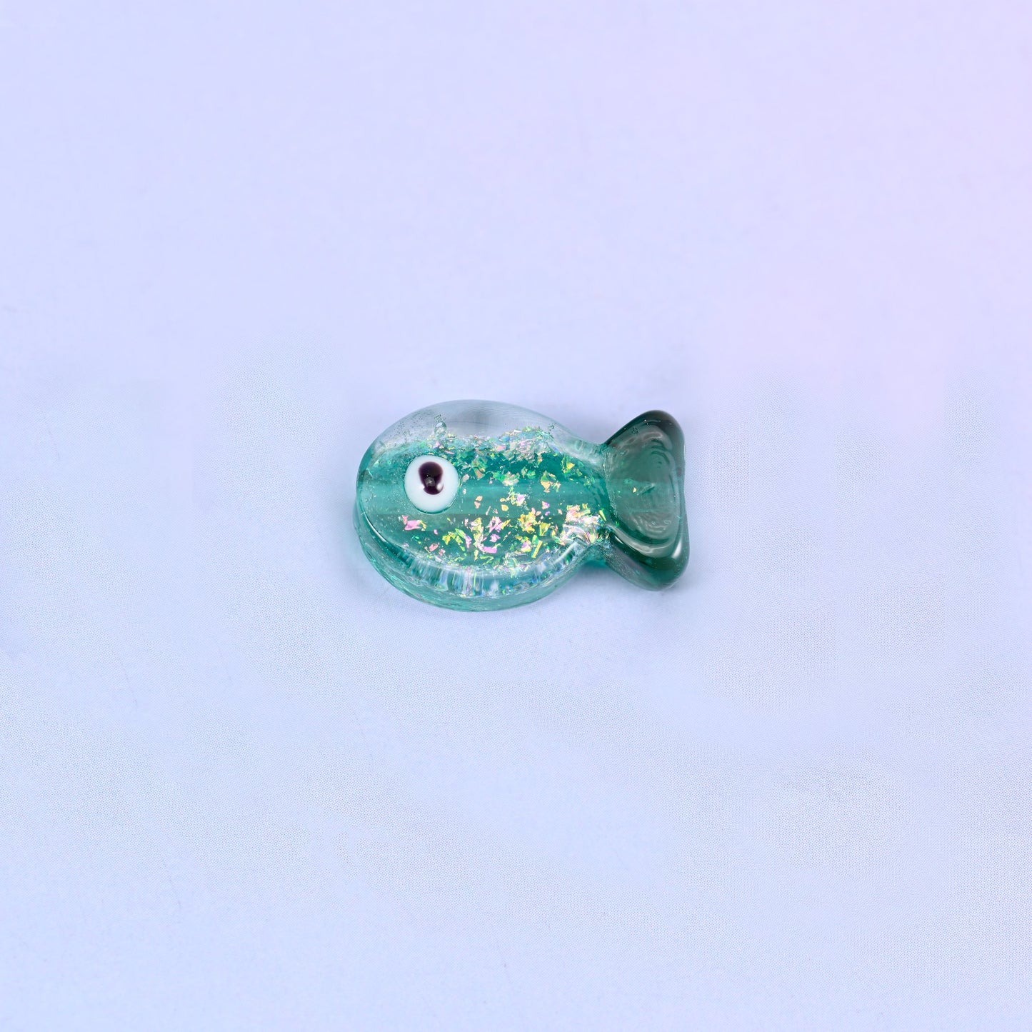 Iridescent Green Fish Glass Beads: Jewelry Making Supply