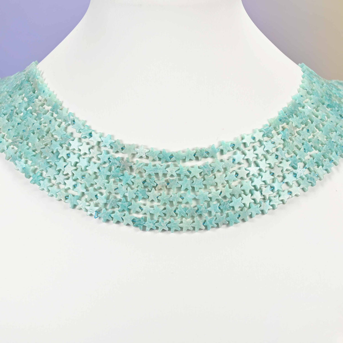 Blue Amazonite beads, flat five-pointed star, Approximately 6x6mm