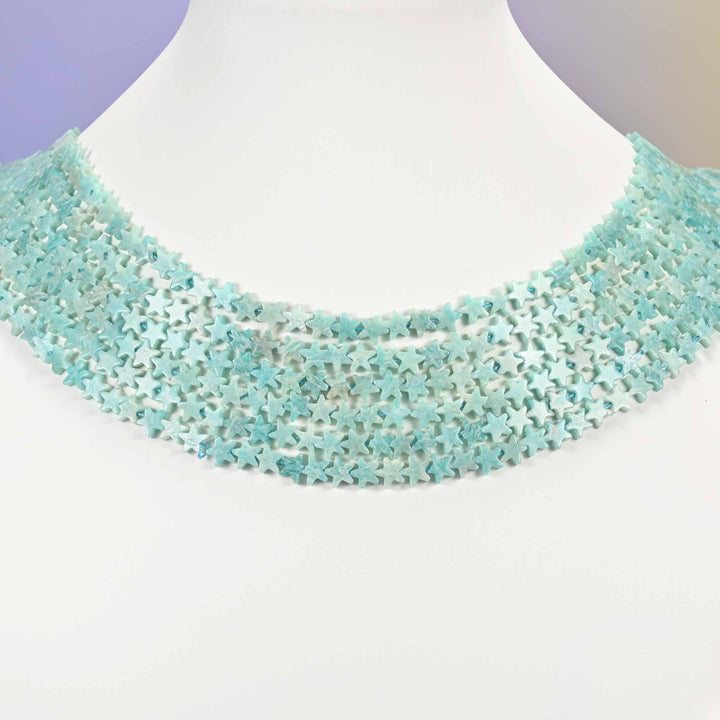 Blue Amazonite beads, flat five-pointed star, Approximately 6x6mm