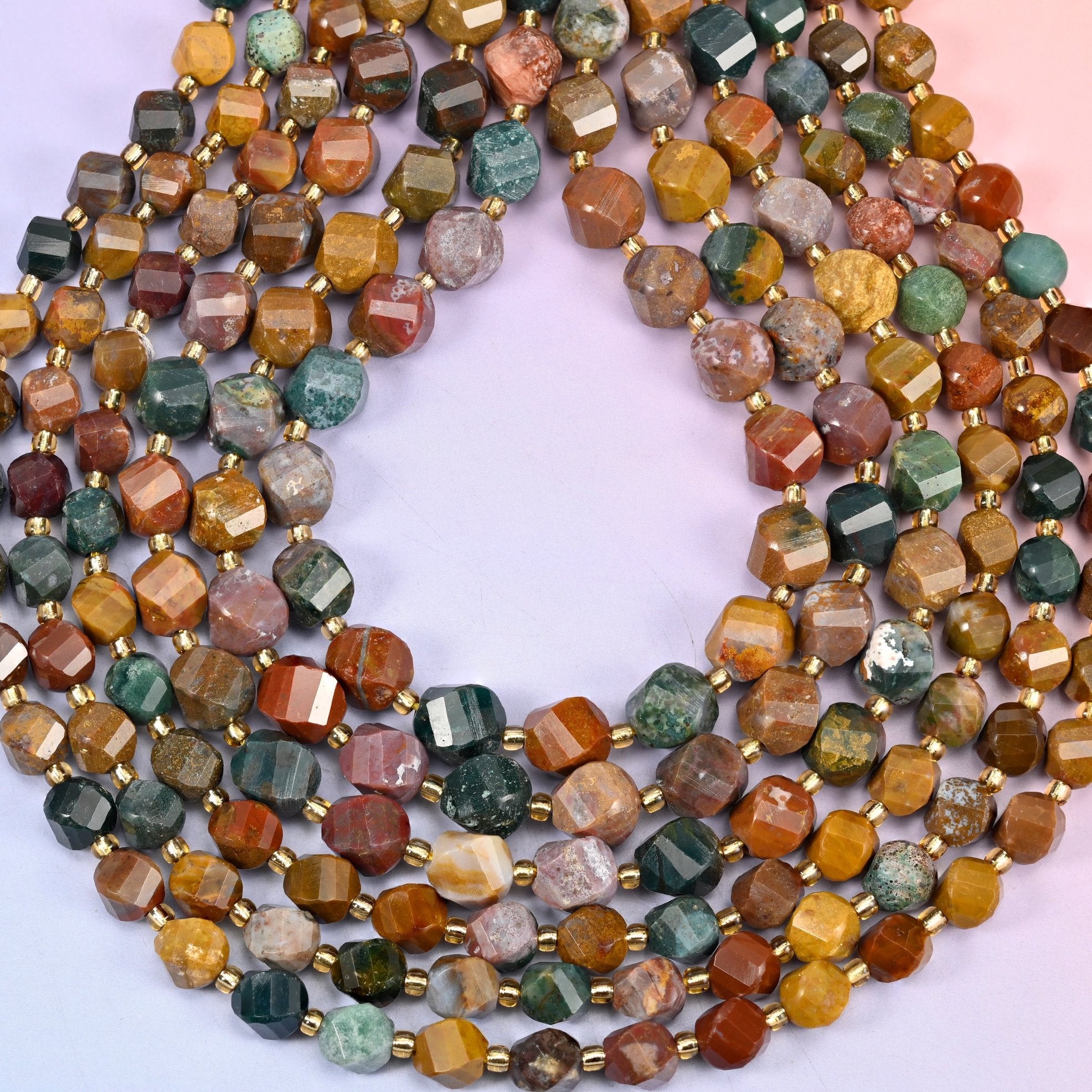 Ocean Agate spiral twist beads, hole approximately 1.2mm