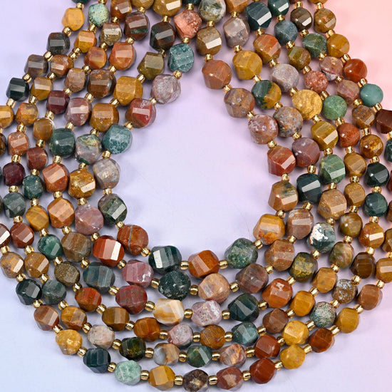 Ocean Agate spiral twist beads, hole approximately 1.2mm