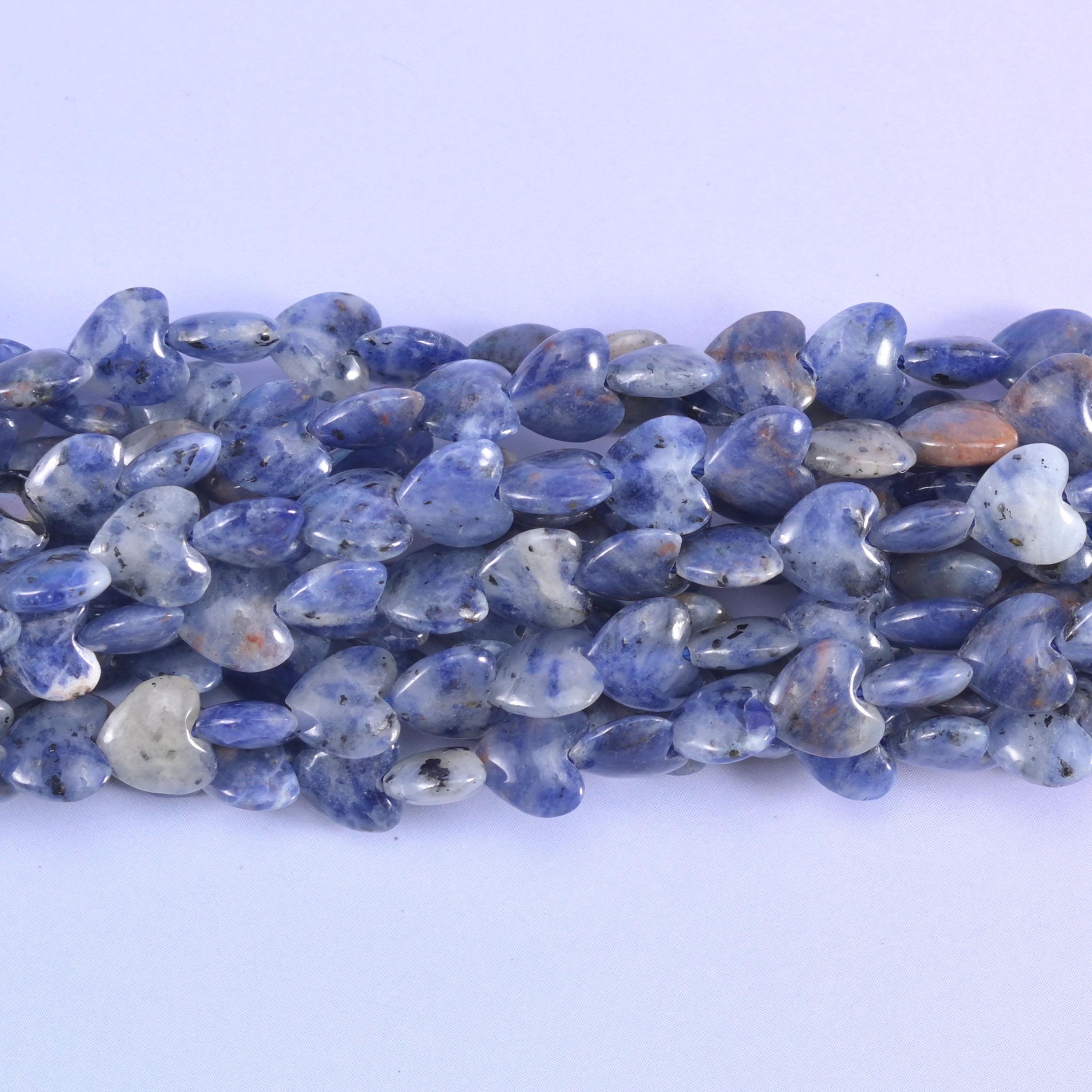 Blue Sodalite Flat Heart Beads 6mm, hole approximately 0.8mm