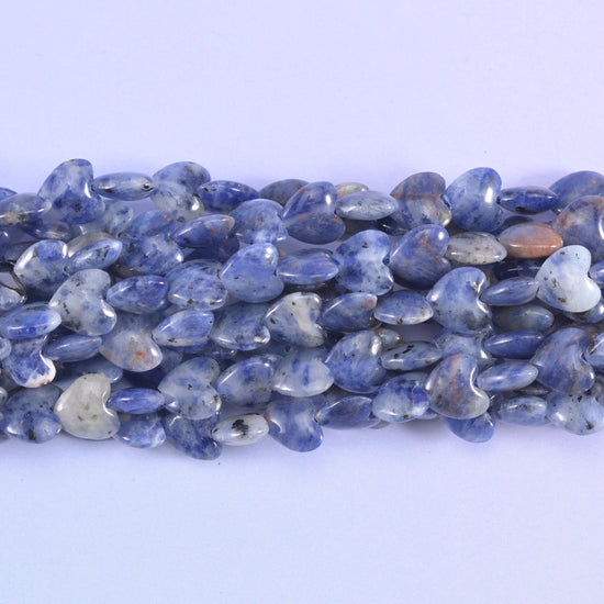 Blue Sodalite Flat Heart Beads 6mm, hole approximately 0.8mm