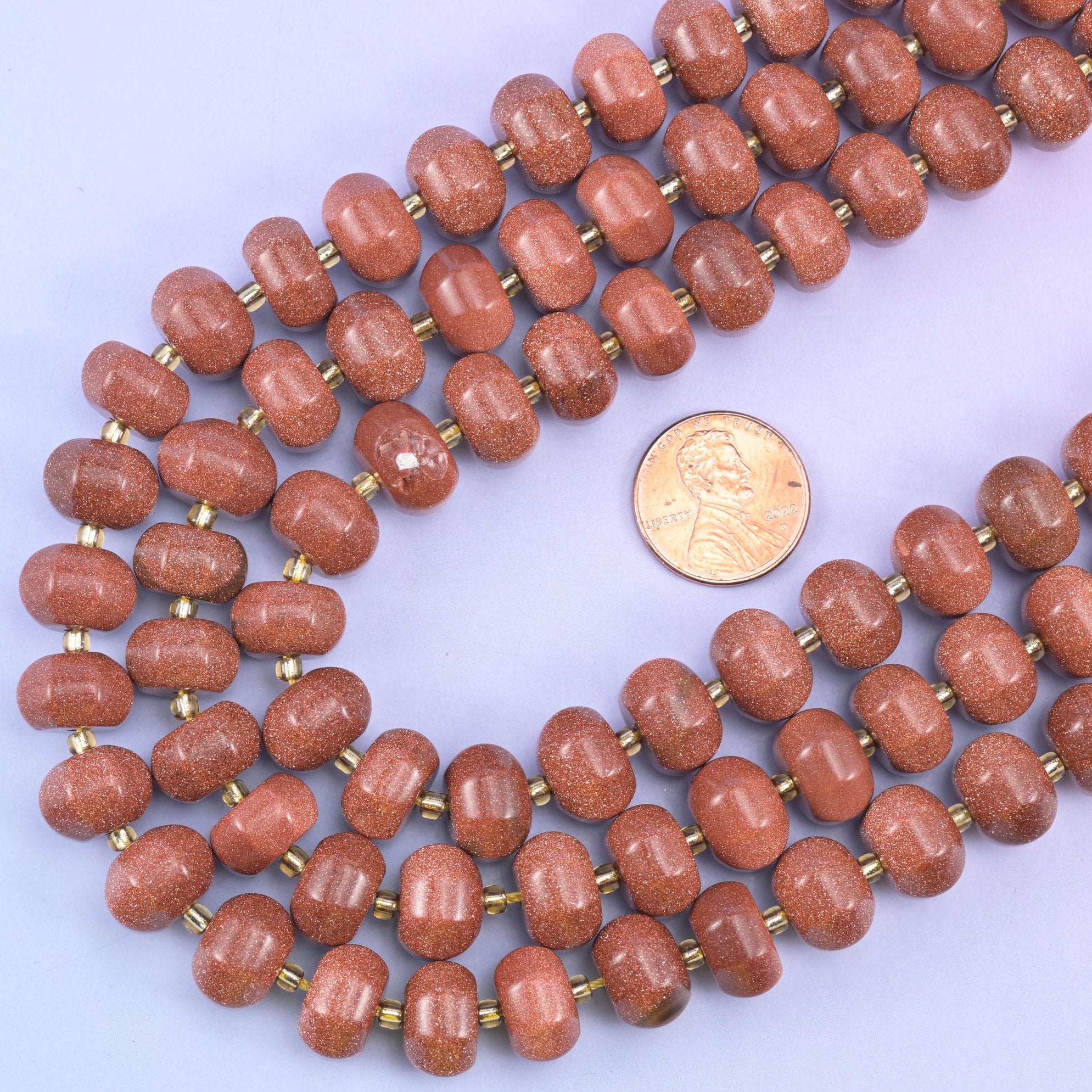 Gold sandstone pumpkin beads, 15 inch strand