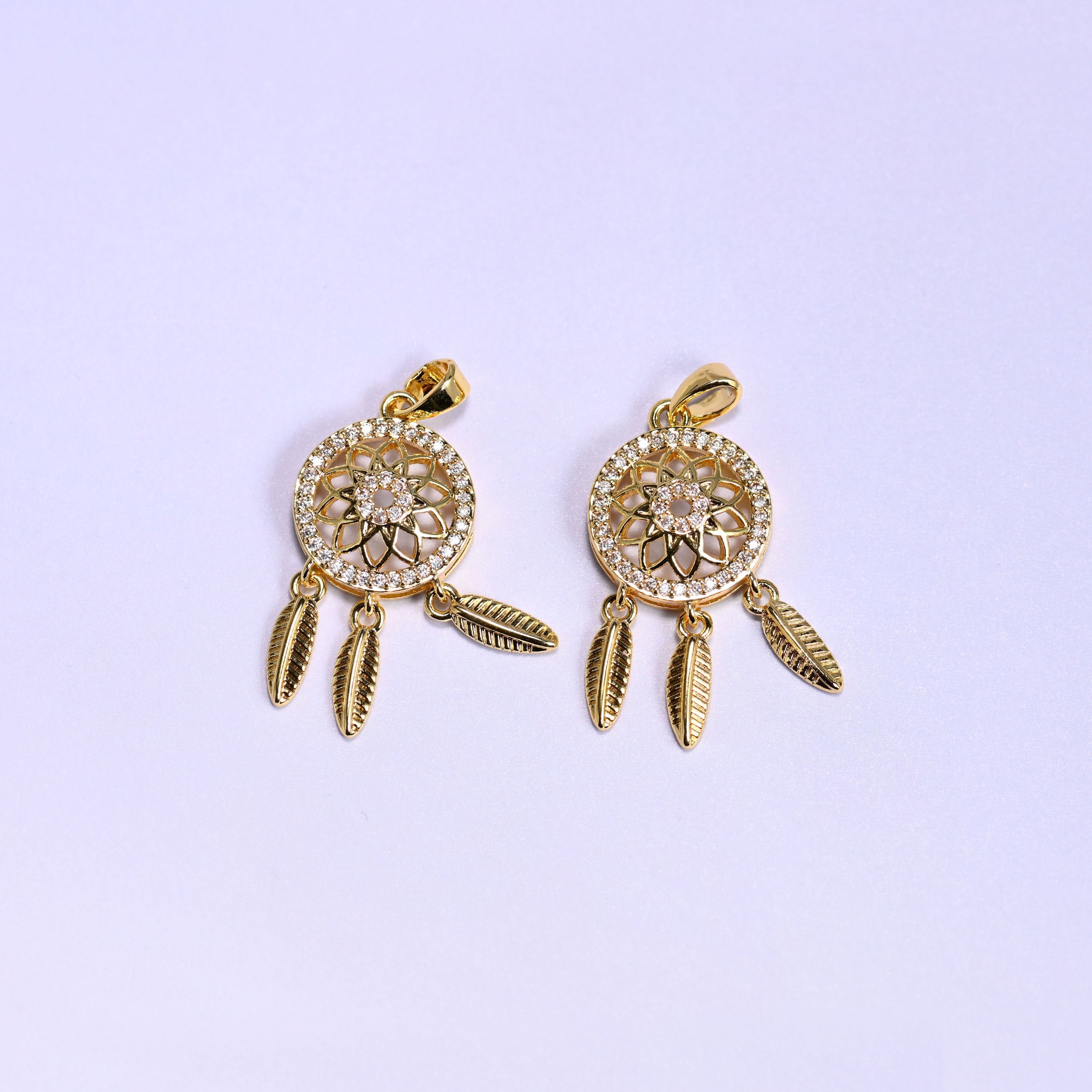 Dream Catcher Zircon Charms in gold or silver tone