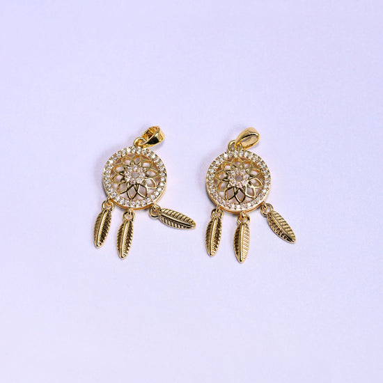 Dream Catcher Zircon Charms in gold or silver tone