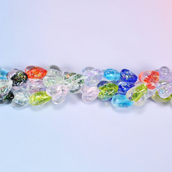 Iridescent Multicolor Heart Glass Beads, 16x15mm, 24pc Strand