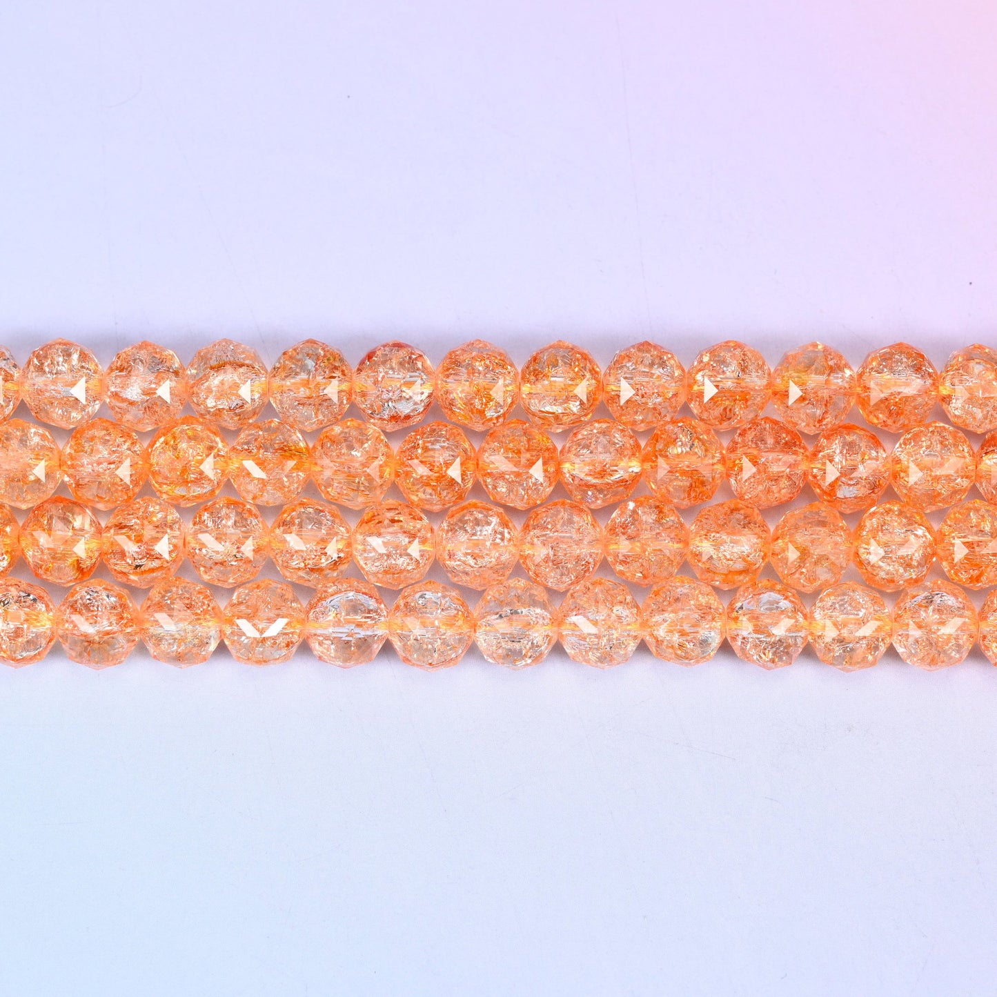 Transparent Orange Faceted Round Glass Beads: Size 10mm, Jewelry Making Supply