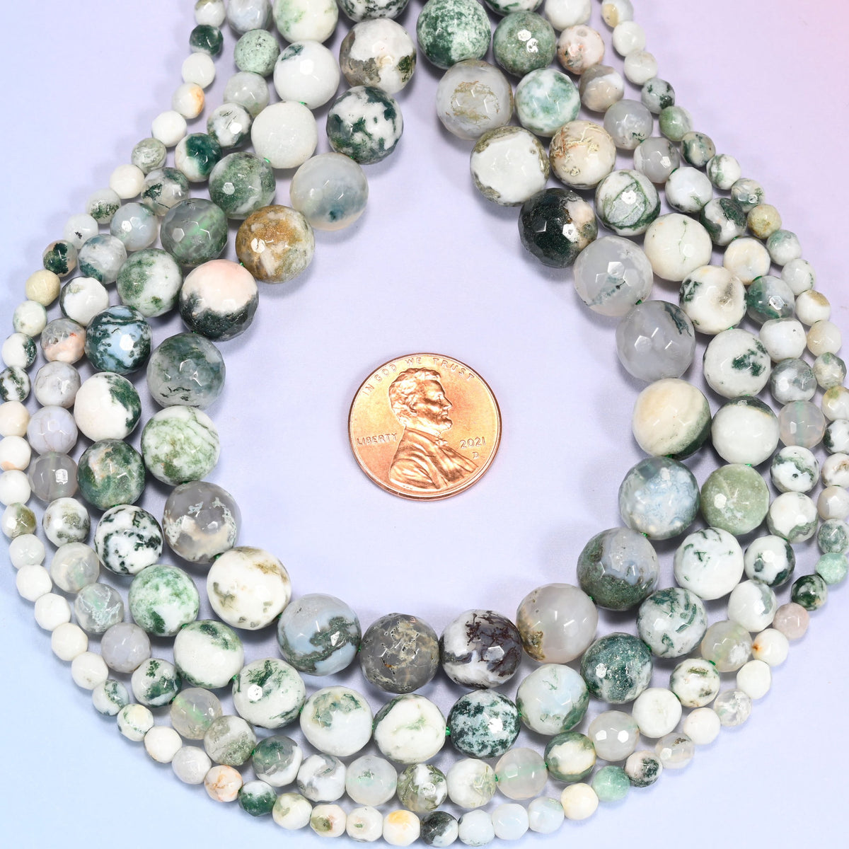 Tree Agate Faceted Round Beads 4mm 6mm 8mm 10mm Jewelry Making 15 Inch Strand