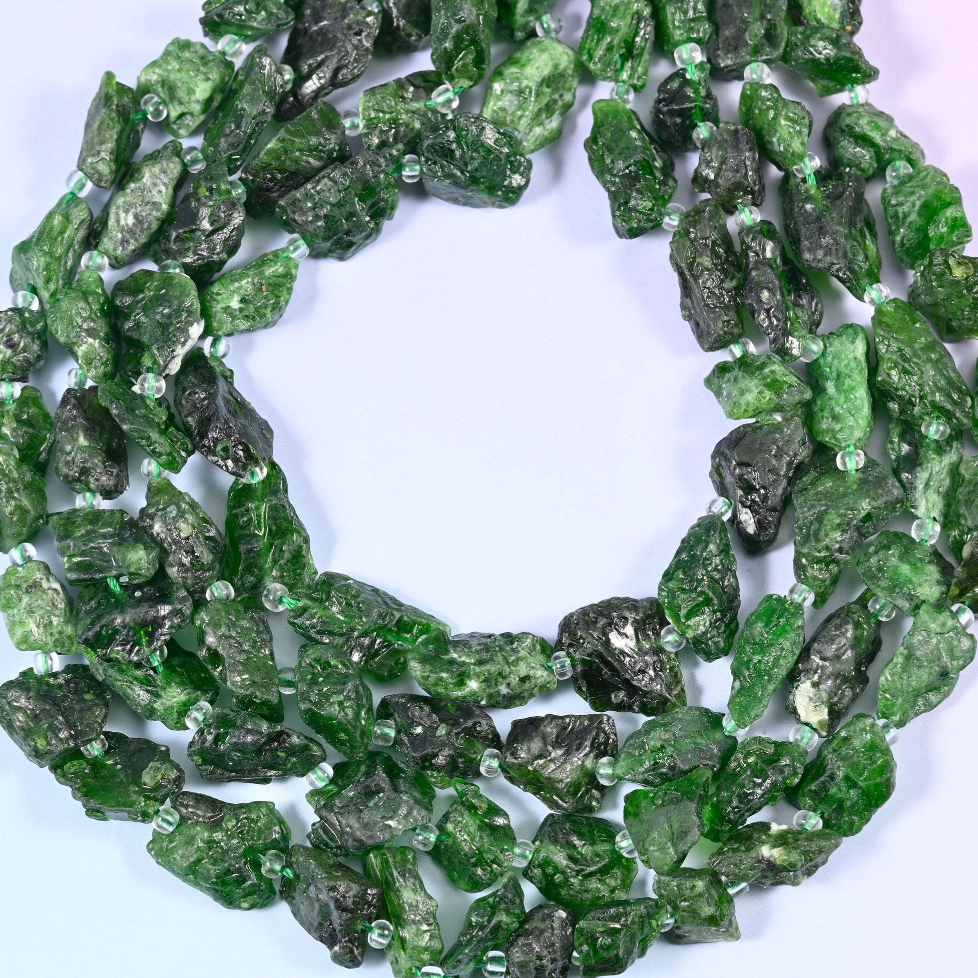 Chrome Diopside Irregular Chip Nugget Beads 10-14mm, hole approximately 1.0mm with a +/- 0.2mm difference, centre drilled