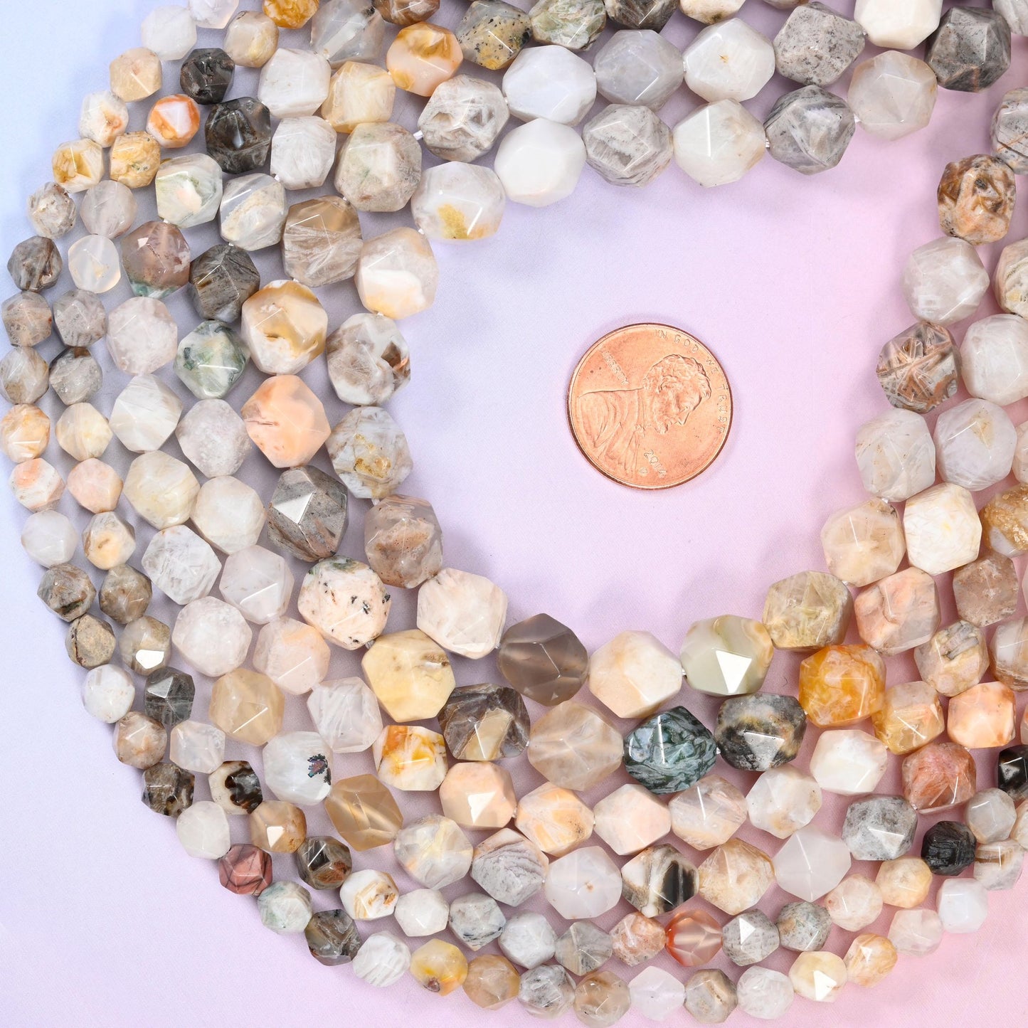 Cream Bamboo Agate Faceted Diamond Star Cut Beads 6mm 8mm 10mm, 6mm approximately 63 beads / 8mm approximately 47 beads / 10mm approximately 38 beads