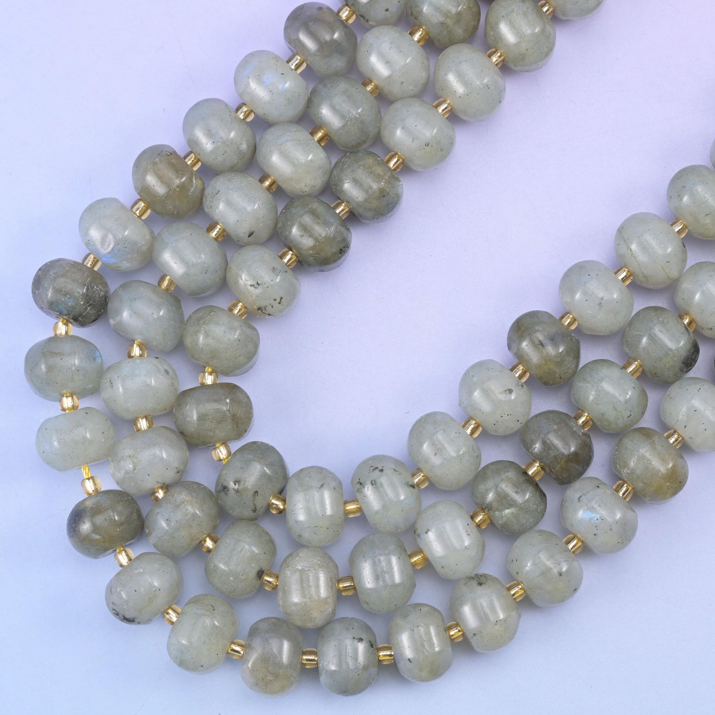 Gray labradorite pumpkin beads, hole approximately 1.4mm