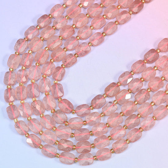Strawberry Quartz Faceted Rectangular Beads, 15.5 inch strand