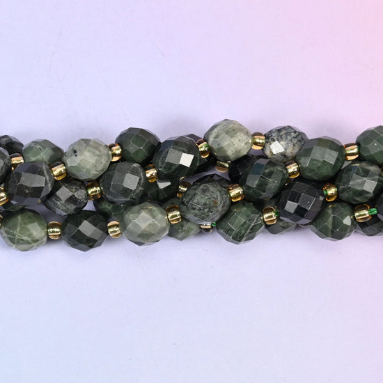 Kambaba Jasper Faceted Rice Barrel Beads, natural stone, center drilled