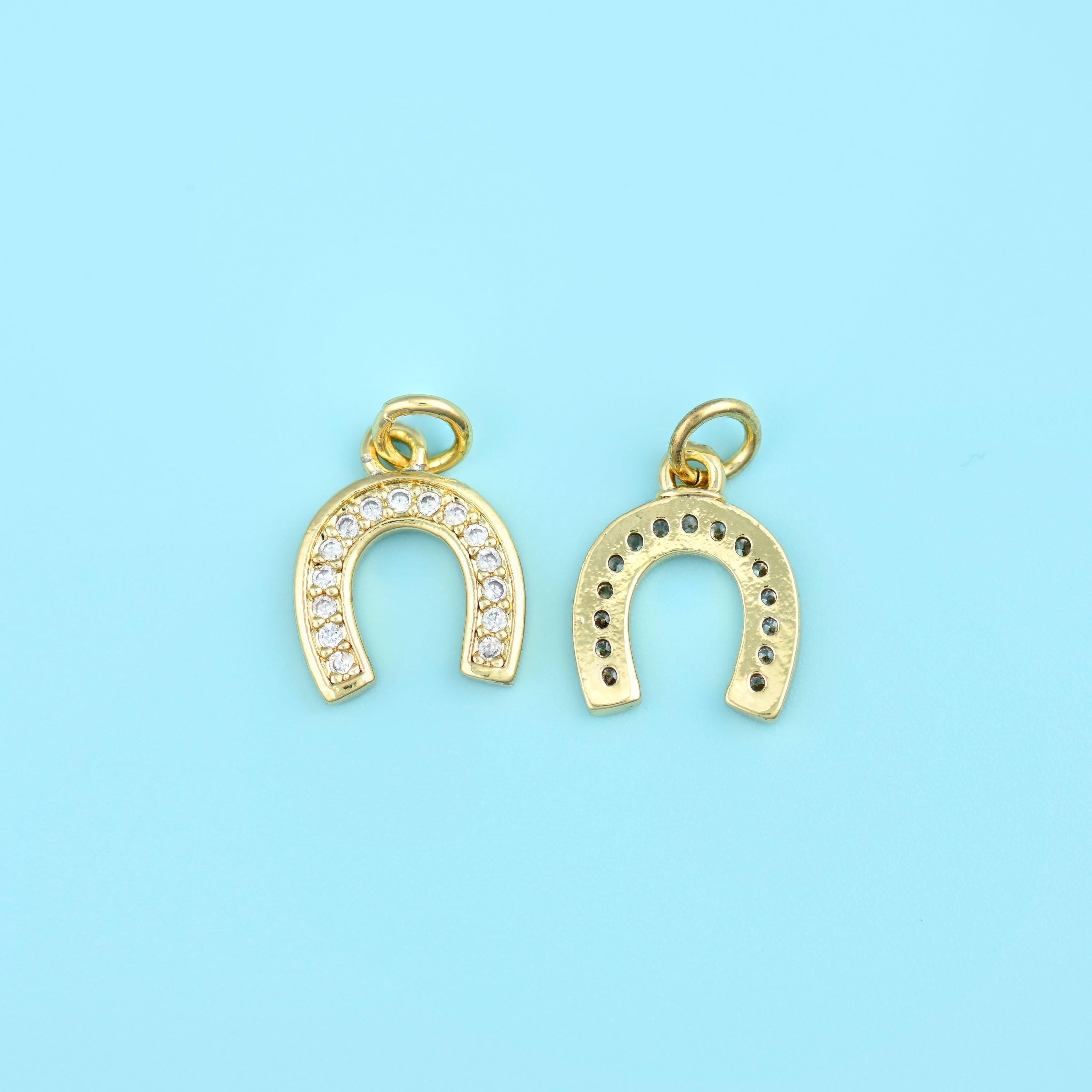 Horseshoe cut brass, 18k gold filled, set beads