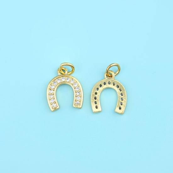 Horseshoe cut brass, 18k gold filled, set beads