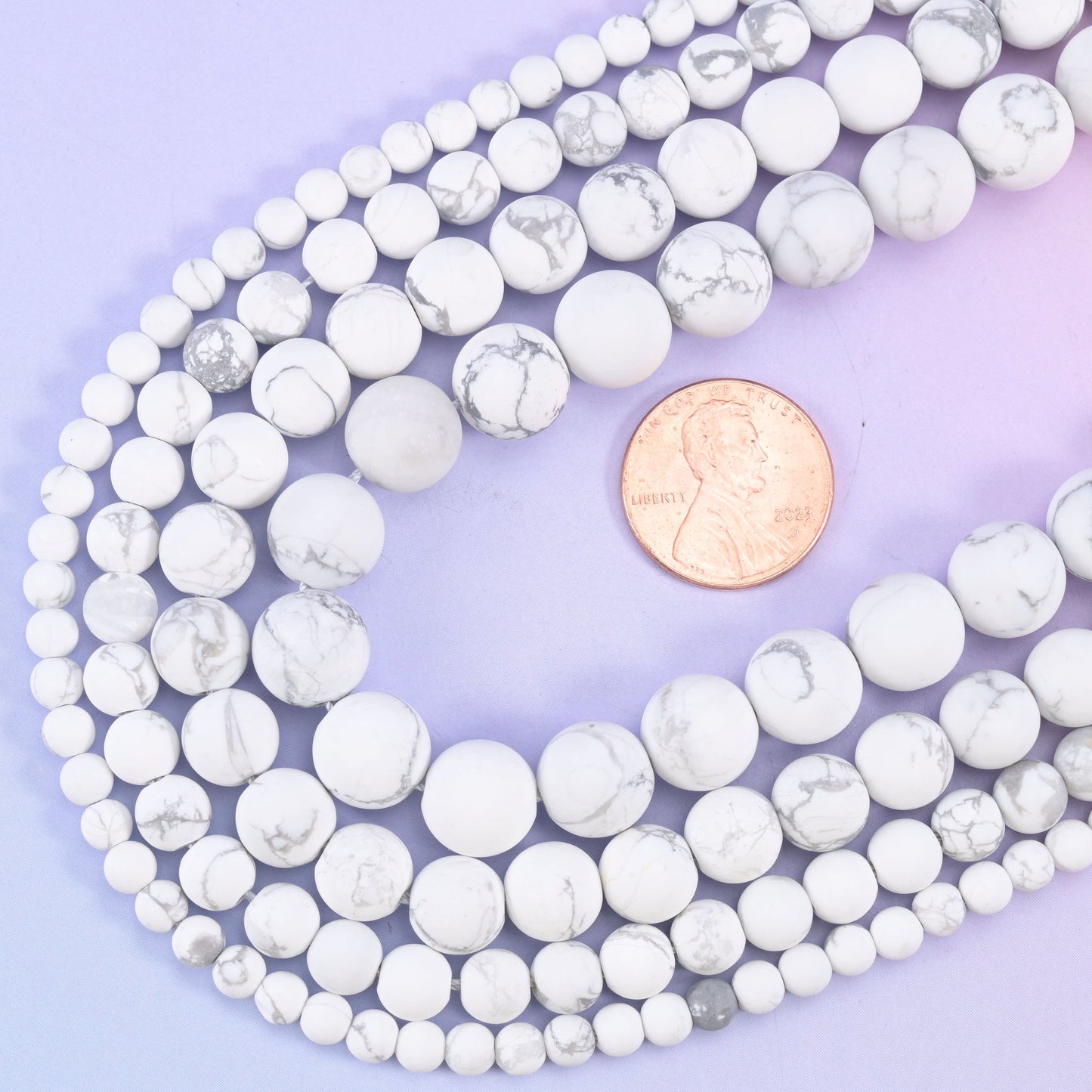 White Howlite Matte Round Beads: Jewelry Making, 15 Inch Strand