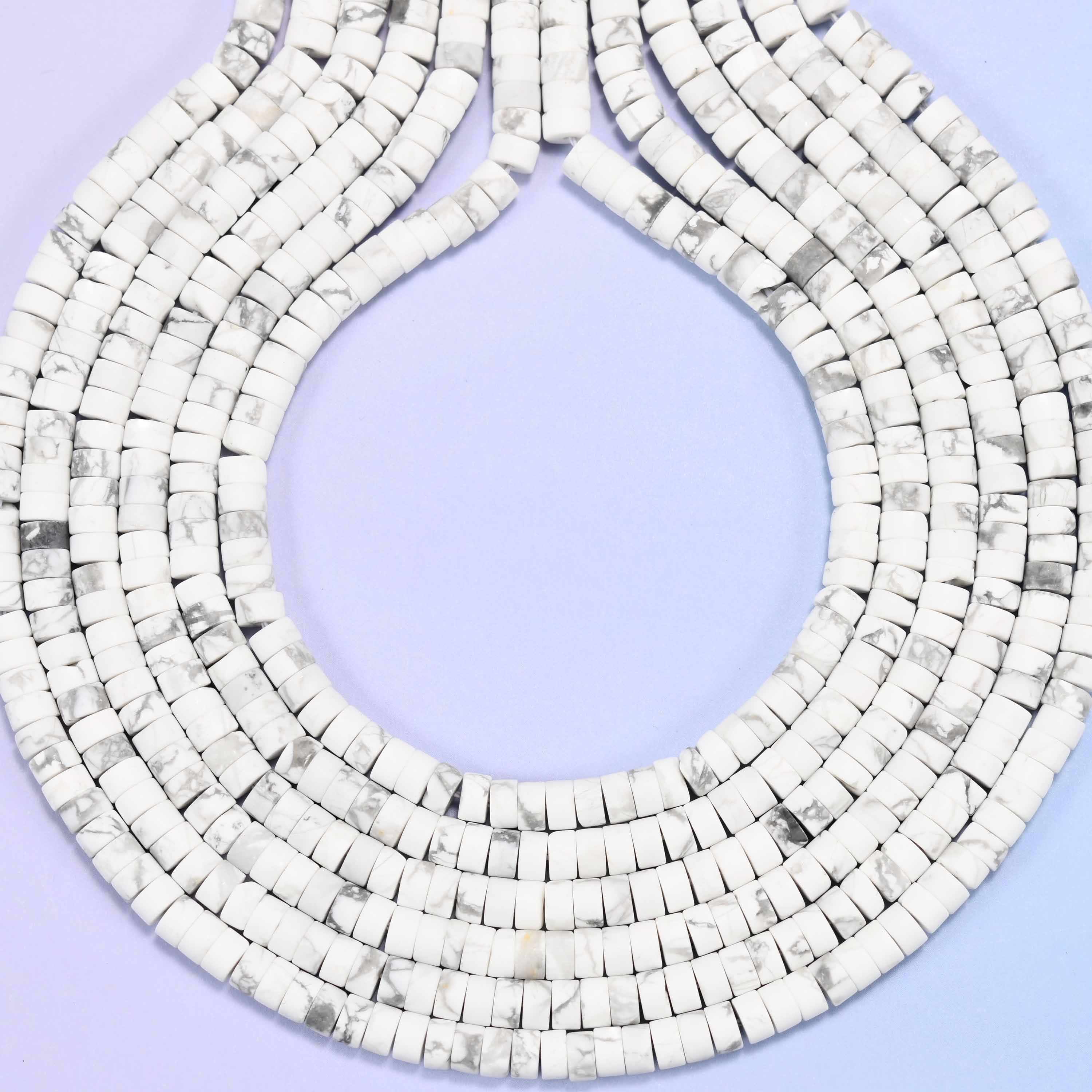Matte White Howlite Heishi Disc Beads: Jewelry Making Supply, 15 Inch Strand