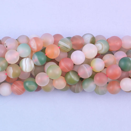 Matte round cut multi-color Yanyuan Agate beads