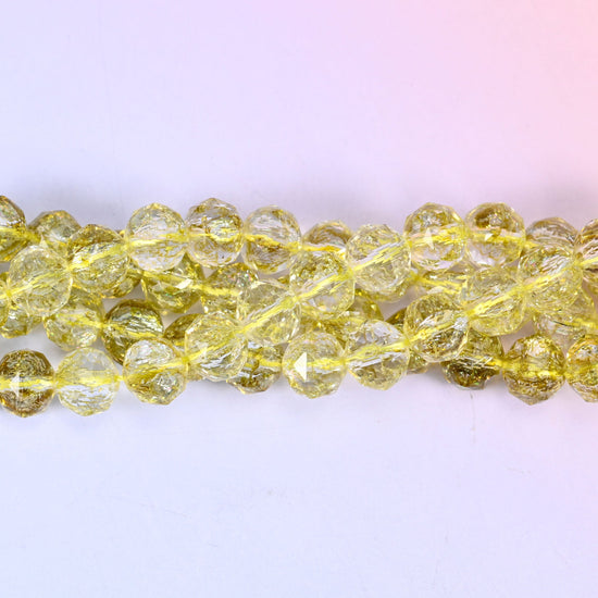 Lemon yellow and see-through 10mm faceted round glass beads for jewelry making