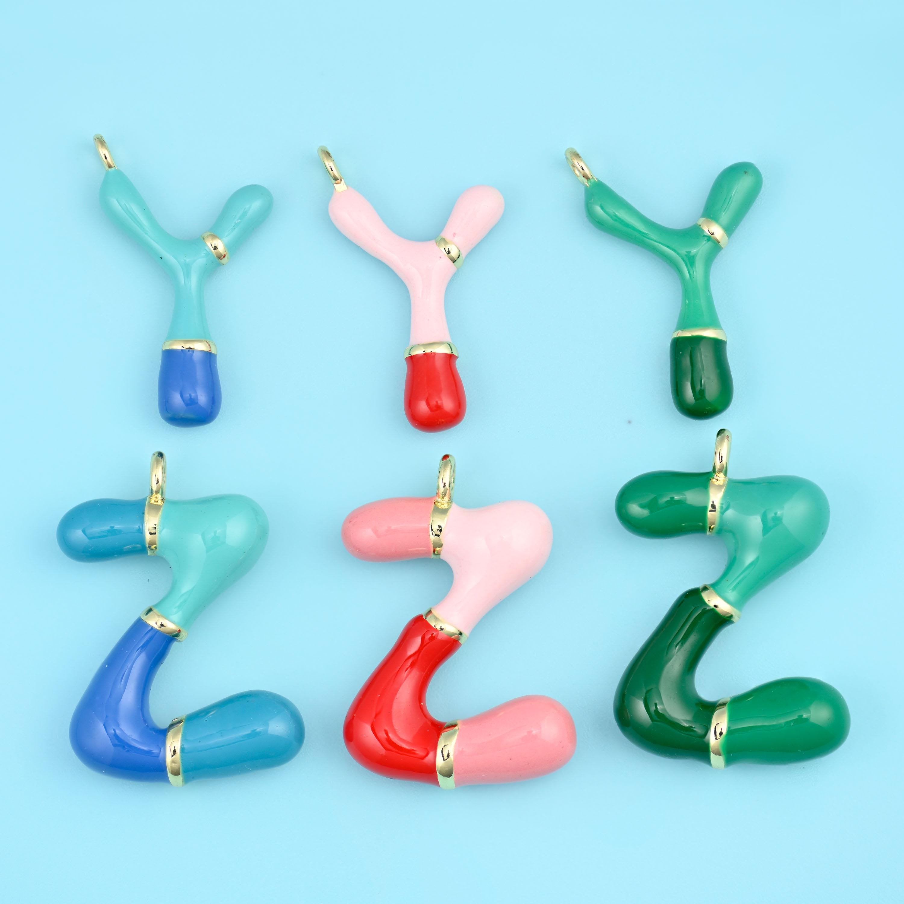 18K Gold Filled Enamel Alphabet Letter Pendants for DIY Jewelry Making Supply