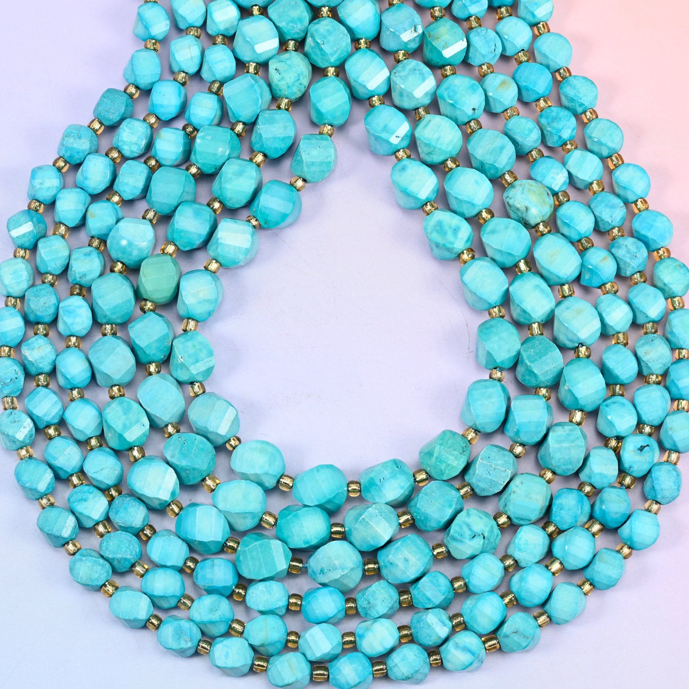 Dyed Lake Blue Howlite spiral twist beads, hole approximately 1.2mm