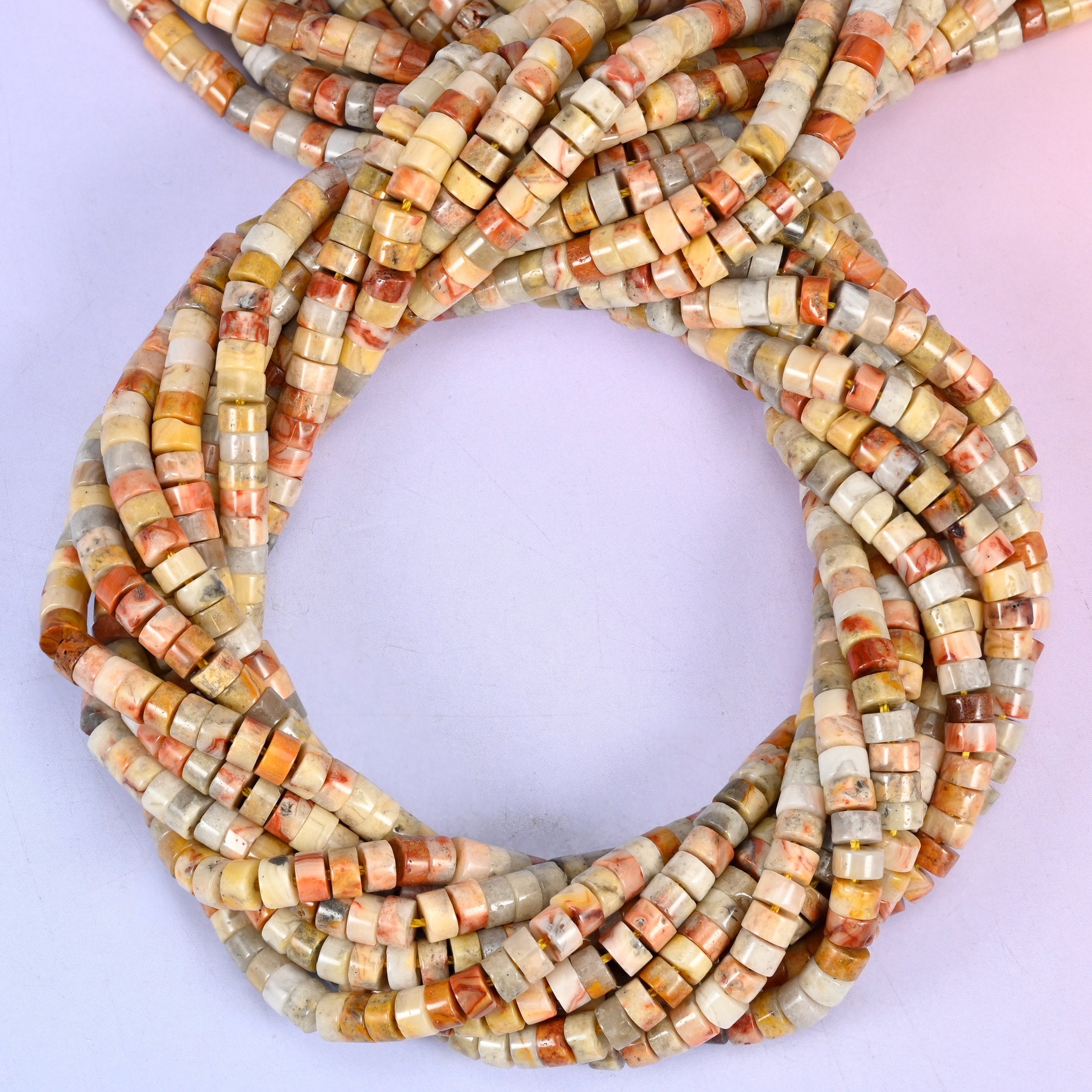 Crazy Agate Smooth Heishi Disc Beads: Jewelry Making Supply, 15.5 Inch Strand
