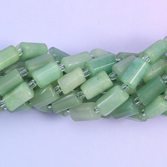 Faceted tube cut Green Aventurine beads